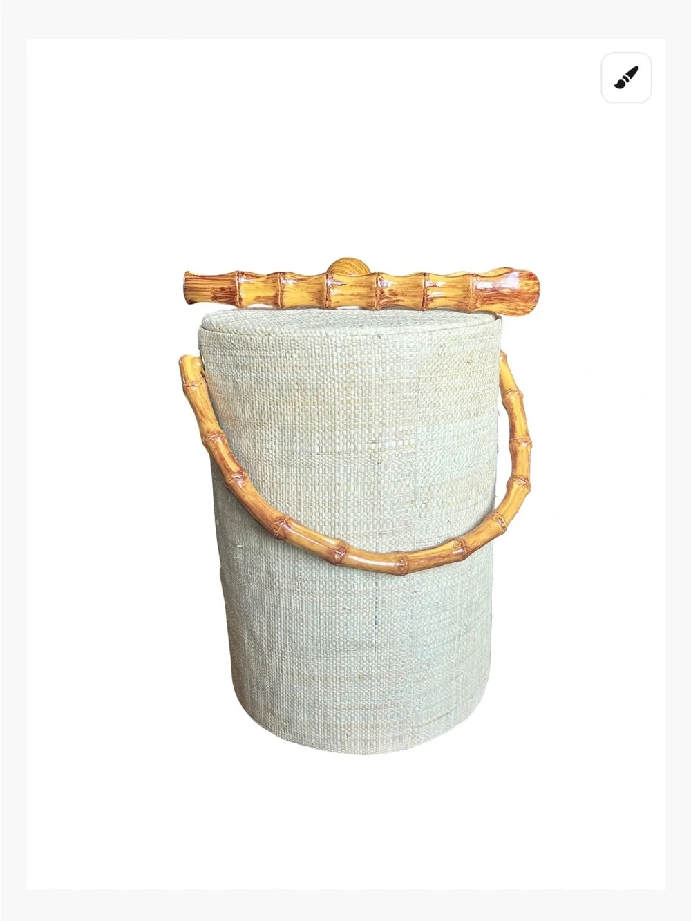 Vintage Grasscloth & Faux Bamboo Ice Bucket